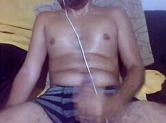 brazilian solo guy jerks huge cock in bedroom with dirty guided instructions