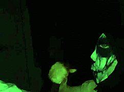 Masked wife delivers sloppy wet blowjob on monster black cock