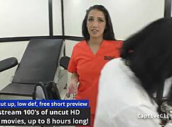 whoa stefania mafra's backstage in latex heels and handcuffs 😈 spreading those cheeks wide backstage vibes with gloves on 🔥👠