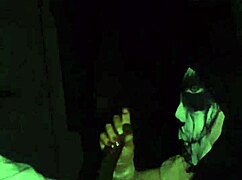 Masked wife delivers sloppy wet blowjob on monster black cock