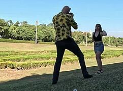 Pulled park slut's bubble butt condom-free for raw outdoor doggystyle creampie