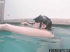 yessica bunny dives skinny and wet in underwater bikini fetish pool play