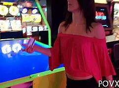 Old man deepthroats teen's throat before slamming her tight cunt missionary style in rough pov