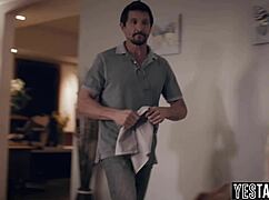 Skinny Russian Teen Stepdaughter Takes Double Penetration from Stepdad's Huge Cock