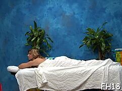 couple gives petite teen oiled breast MASSAGE turning into tight PUSSY FUCK