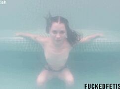 yessica bunny dives skinny and wet in underwater bikini fetish pool play