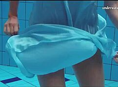 Piyavka chehova shakes big bouncy juicy tits underwater. Russian teen bikini pool shower tease