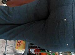 Hidden cam catches big booty pawg milf bending at cub foods