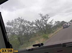 real ebony african teen 18+ drops to knees for pov blowjob then public outdoor pounding