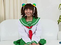 cute asian girl lifts skirt for fingering before getting shaved smooth in public view