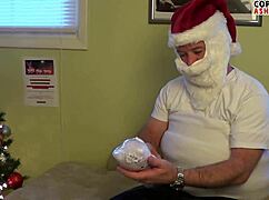 A curvy milf dressed as bad ashley gives the best christmas blowjob in her fat festive costume