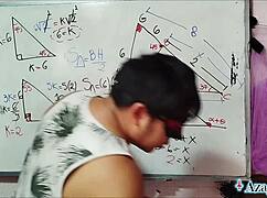hey nerdy asian student can you handle my sexual math lesson in bedroom brown eyes teacher?