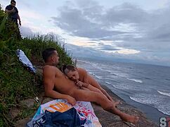 hot blonde gets assfucked by surfer on beach while hidden camera films