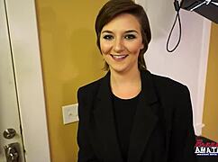 adorable brunette kylie deepthroats monster cock then bends for doggystyle cum swallow