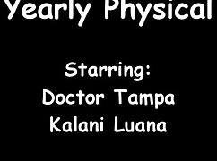 kalani luana spreads her latina ass and small tits backstage during curly blonde fetish physical exam