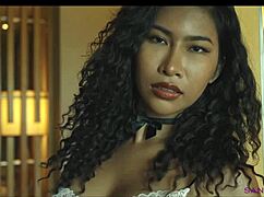 sanktor's skinny asian maid strips and teases in cute costume 😊🧹