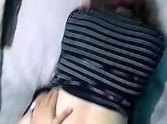 latina milf panties down boyfriend doggystyles her bent over big bed