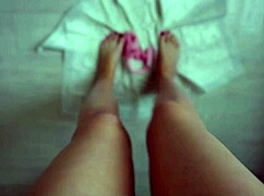 Whoa, perfect pink pussy girl pees tons kinky wetting those panties so much! 💦😈🩲