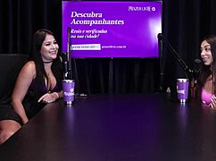 hot brazilian brunette didy reis teases with perfect natural tits, tight pussy talk and deep blowjob skills on sheer red lingerie