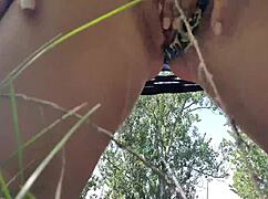 hey check out this hot teen's open wet pussy outdoors... she's extreme horny!