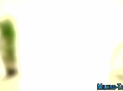 What happens when blonde babe's massage turns into gloryhole lick and cumshot?