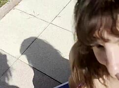 wanna see this milf slut with natural tits get fucked hard by pool before facial cumshot?