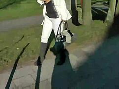 german blonde teen strips naked in public 😈🌳