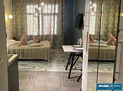 Sara Bork rides cowgirl hard in lingerie before facial cumshot drenches her tattooed slim waist