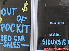 bdsm sub gets hogtied, whipped hard for cheap car deal