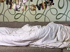 Surprise Stepmom with Huge Cock Down Her Throat at New Year's Party