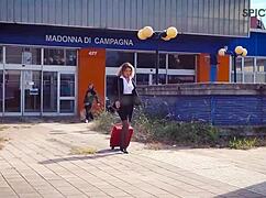 italian scout interviews hot milf julia north before anal creampie office sex