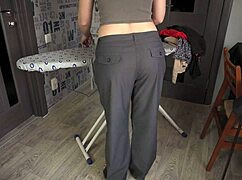 sexy housewife flashes thong panties unaware as they slip down enf style