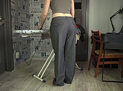 sexy housewife flashes thong panties unaware as they slip down enf style