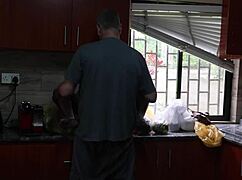 fuck her hard outside then pound tight pussy in kitchen!