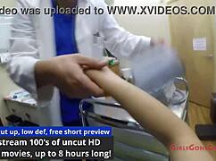 behind the scenes, lilith rose gets her latex gyno exam from patient's view