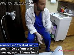 behind the scenes, lilith rose gets her latex gyno exam from patient's view