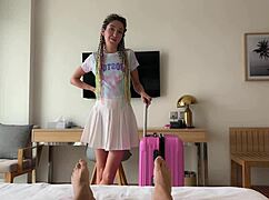 stepsister crawls into my bed panty-free, her bare pussy teasing close