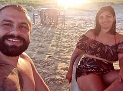 Beach fire ignites as latina flaunts big pussy tits fingering publicly for all