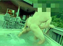 Hey we fucked in neighbors hot tub nearly caught