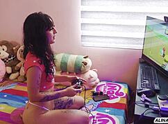 yo gamer girl gets pounded by stepbro while chasing that win