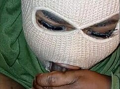 😈 masked babe gags on huge bbc with sloppy deepthroat drool💦