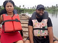 i feel the passion building with this sexy ebony babe's big tits and ass by the river