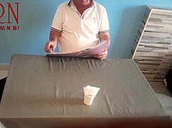 NAKED WAITRESS SERVED UP! Guest Devours Her Navel Teaser in Restaurant Domination Scene!