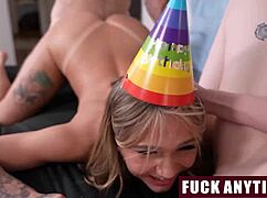 hey stepdaughter gets fucked hard by stepdad and bff as perfect gift