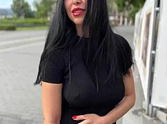 kira queen strips outta clothes and fucks tourist raw on living room sofa. big tits bodybuilder goes rough