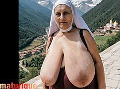 Busty Vintage Granny Shows Off Huge Saggy Natural Tits and Curvy Plump Body