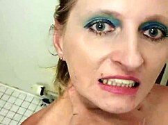 german milf sandra gags on deepthroat facefuck strangle