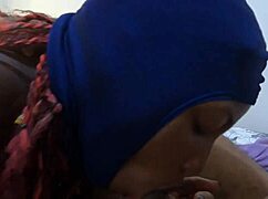 Ebony bitch in ski mask deepthroats big black cock sloppily