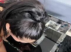 Latina Brunette Guzzles Huge Cum Load After Nasty Blowjob and Handjob