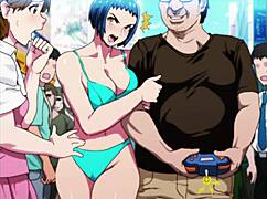 Remote controlled big boob maid beauty squirms in erotic cartoon game play